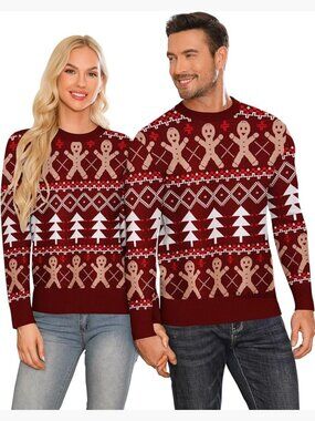 Matching Christmas Snowflake Reindeer Knitted Pullover Couple Sweater Top